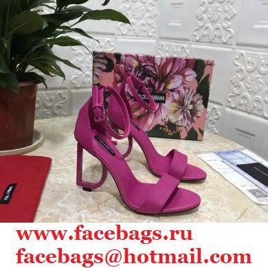 Dolce  &  Gabbana Heel 10.5cm Leather Sandals Fuchsia with D & G Heel 2021